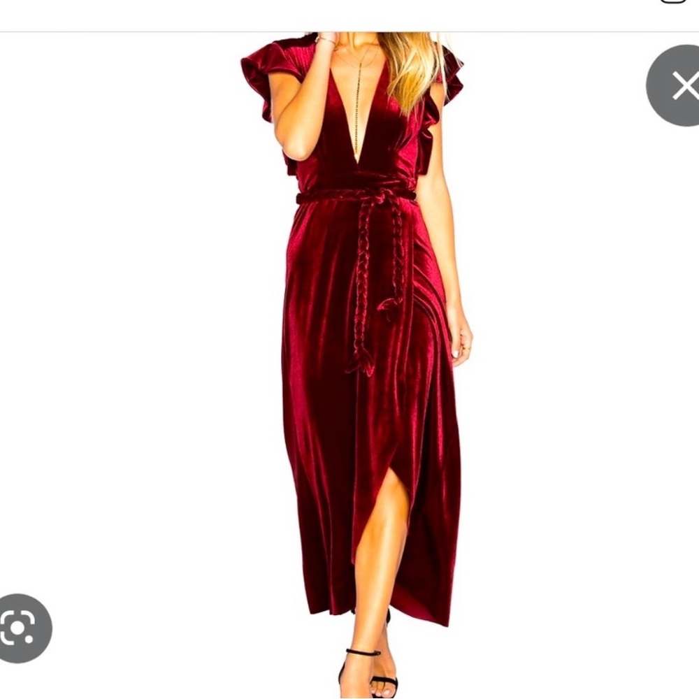 $295 Misa Los Angeles Deep Red Burgundy Velvet Dress